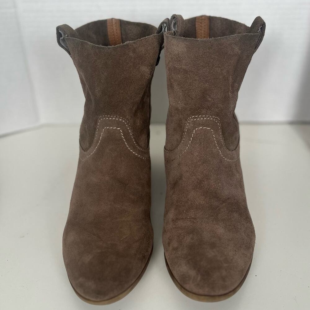 Frye & Co Sarah Shortie Suede Ankle Bootie Womens 10 Western Tan Taupe Slouchy - Picture 2 of 10